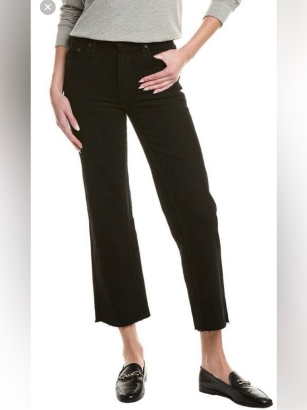 ASKK NY Jeans Crop Slim Wide Leg Black raw Hem 31
